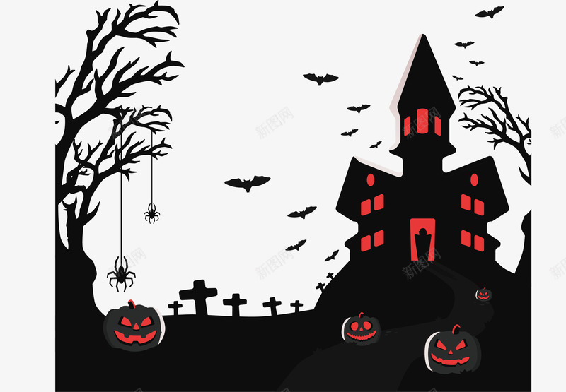 恐怖万圣节鬼屋矢量图ai免抠素材_88icon https://88icon.com happyhalloween 万圣节 万圣节鬼屋 城堡 矢量png 鬼屋 矢量图