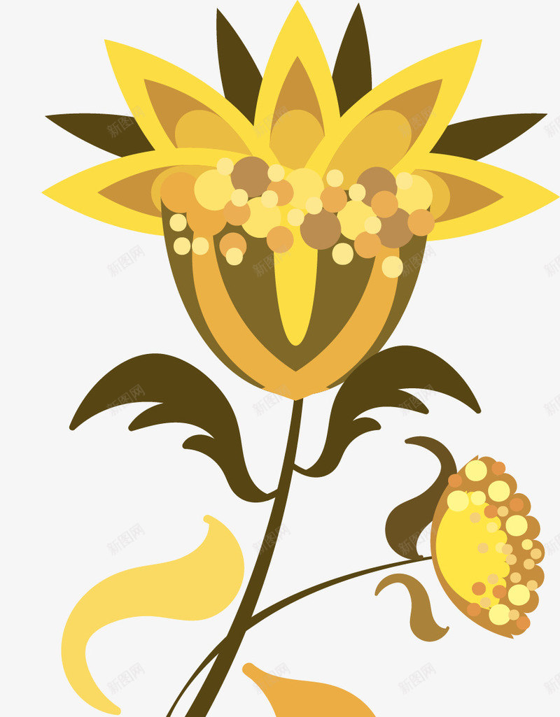 金光闪闪的花朵png免抠素材_88icon https://88icon.com 一朵 卡通 叶子 手绘 桔梗 棕色的 花朵 金黄色的