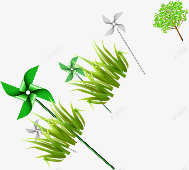 草地风车png免抠素材_88icon https://88icon.com 地球一小时 小草 环保 绿色 风车