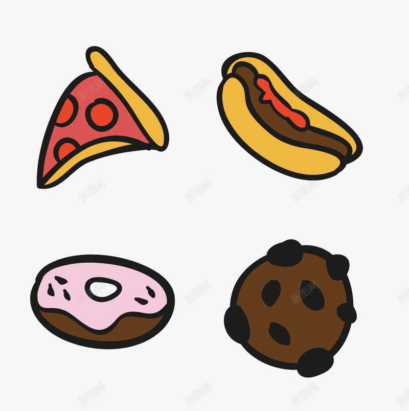 食品矢量图ai免抠素材_88icon https://88icon.com 披萨 椰子 热狗 腿肉 食品 矢量图