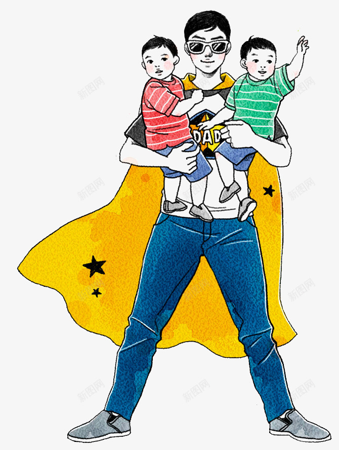 手绘父亲节装饰插图超人装扮的爸png免抠素材_88icon https://88icon.com 手绘 手绘父亲节装饰插图超人装扮的爸爸与孩子免费下载 插画 父亲节 爸爸与孩子 装饰插图 超人装扮