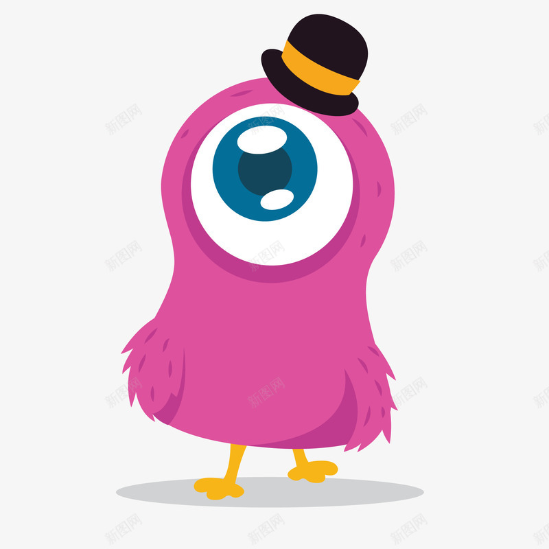 卡通独眼玫红色怪兽矢量图ai免抠素材_88icon https://88icon.com 大眼仔 大眼睛 怪兽 怪物 戴帽子 独眼 玫红色 矢量图
