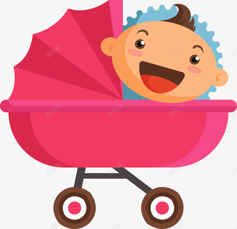 枚红色婴儿手推车png免抠素材_88icon https://88icon.com 可爱婴儿 婴儿车 手推车 推车 玫红推车 矢量png