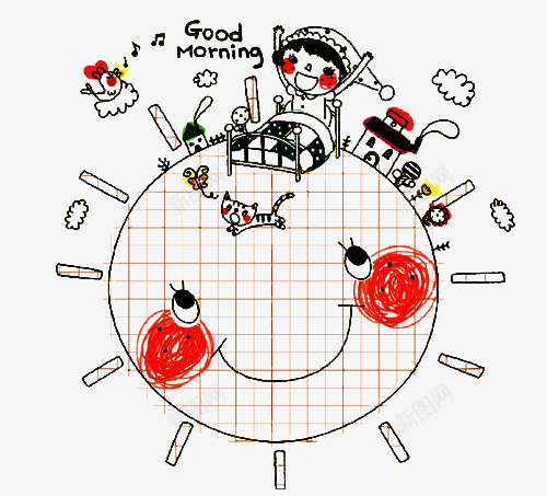 手绘儿童信纸插画png免抠素材_88icon https://88icon.com 太阳 小女孩 插画 绘画