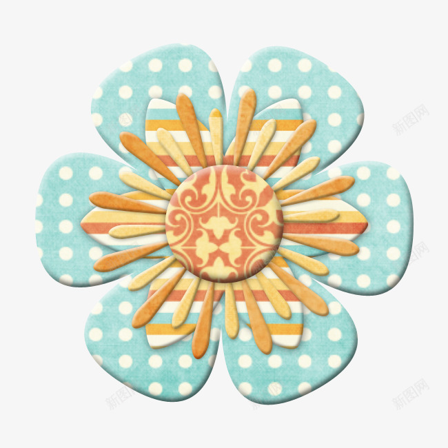 卡通手绘手工制作花朵png免抠素材_88icon https://88icon.com 卡通花朵 手工制作 波点装饰 花朵 蓝色