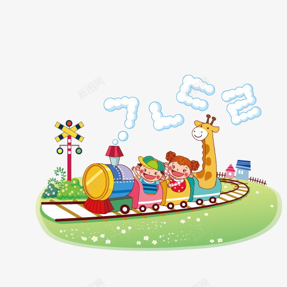 坐火车的长颈鹿png免抠素材_88icon https://88icon.com 数字 火车 铁轨 长颈鹿