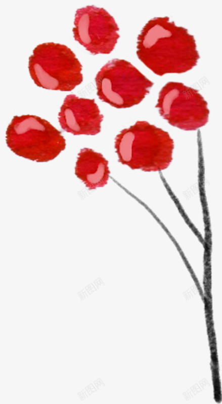 手绘水墨红色玫瑰花png免抠素材_88icon https://88icon.com 水墨 玫瑰花 红色