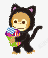 卡通猴子猴素描抱着零食的png免抠素材_88icon https://88icon.com 动物图片 卡通图 可爱图片 手绘 棒棒糖 猴 猴子卡通 零食