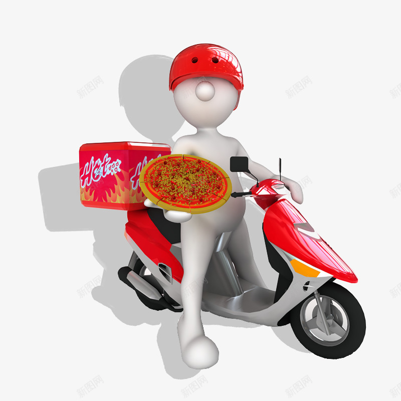 3D小人psd免抠素材_88icon https://88icon.com 3D 3D小人 电子商务 白色小人 送披萨的小人