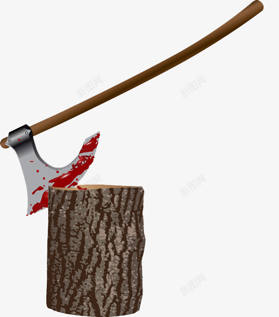 护林公益插画png免抠素材_88icon https://88icon.com 斧头 树桩 血