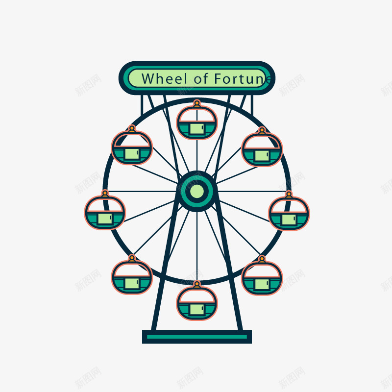 摩天轮卡通矢量图ai免抠素材_88icon https://88icon.com 伦敦 摩天轮 英国 观景摩天轮 矢量图