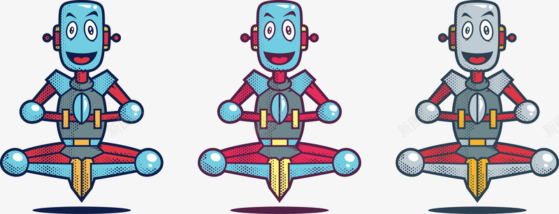 智能png免抠素材_88icon https://88icon.com 免费矢量 免费矢量下载 只能 打坐 插画 机器人