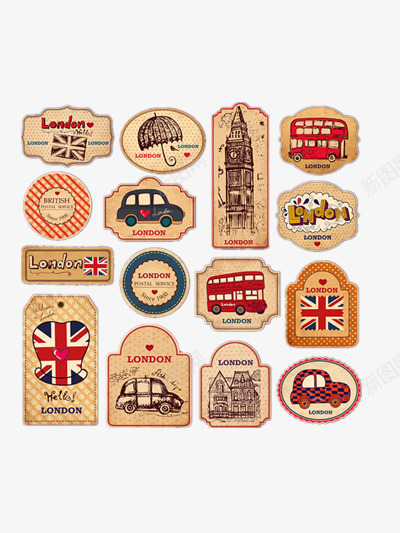 英伦装饰小标签png免抠素材_88icon https://88icon.com 大笨钟 旅游 标签 汽车 红色 英国国旗