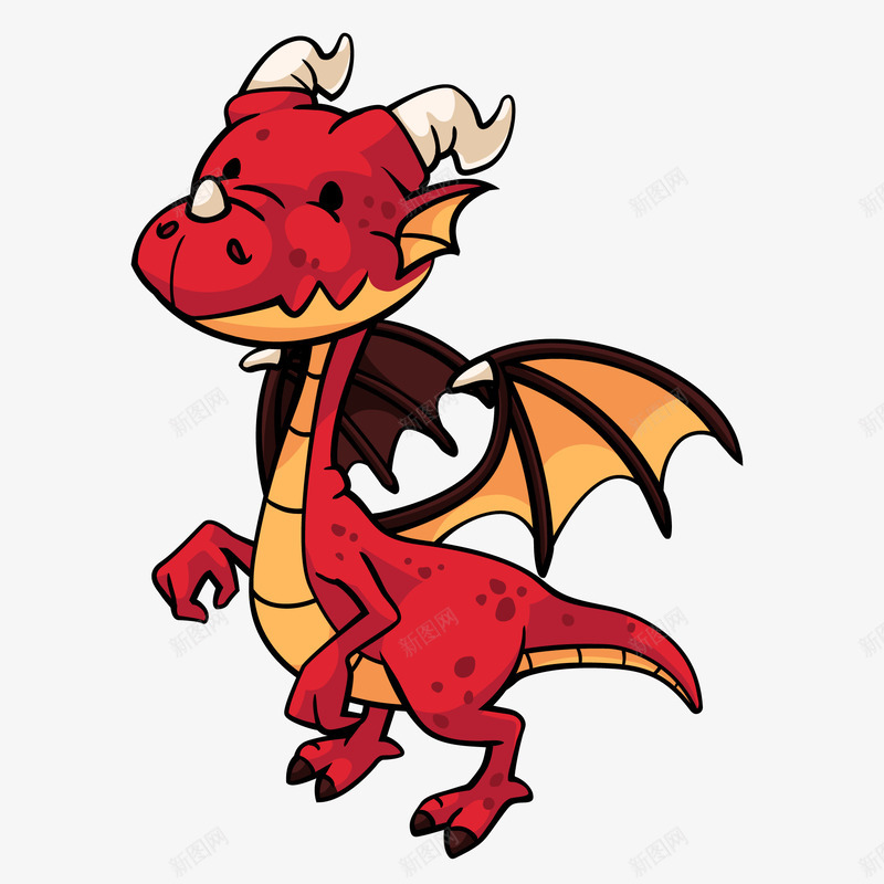 卡通手绘小恐龙矢量图ai免抠素材_88icon https://88icon.com 动物 卡通 可爱 恐龙 手绘 红色 远古时代 矢量图