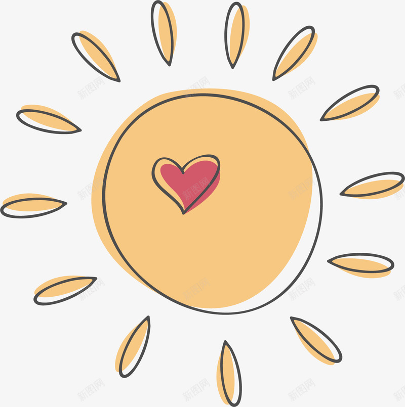 炎热的太阳矢量图ai免抠素材_88icon https://88icon.com 光源 创意 卡通手绘 热量 爱心 象征 矢量图
