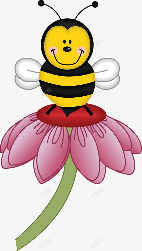 卡通花上的蜜蜂png免抠素材_88icon https://88icon.com 卡通 花上的 蜜蜂