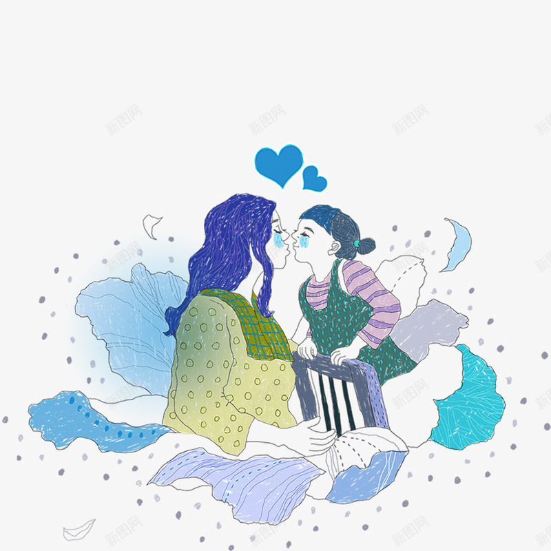手绘母亲节元素png免抠素材_88icon https://88icon.com 妈妈和儿子手绘 手绘人物 母亲 母亲节 母子