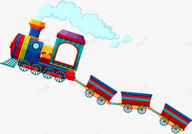 彩色小火车png免抠素材_88icon https://88icon.com 可爱 小火车 手绘 童话