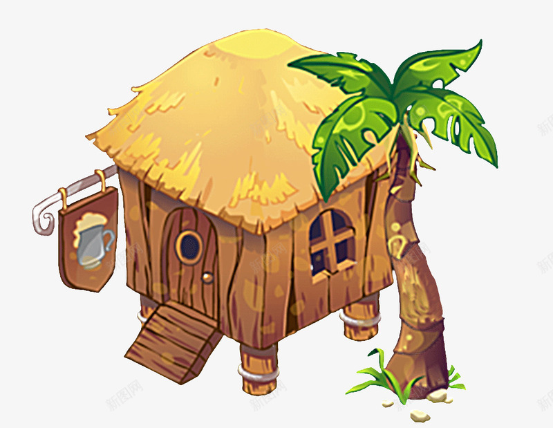 游戏可爱萌黄色木草屋psd免抠素材_88icon https://88icon.com 卡通屋 可爱萌草屋 有树的屋 游戏升级 游戏升级屋 游戏木草屋 黄色木屋 黄色草屋