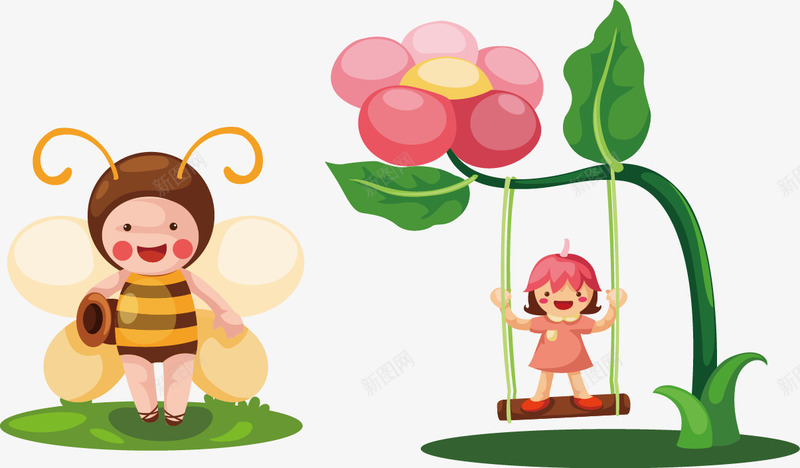 卡通可爱人物png免抠素材_88icon https://88icon.com 卡通卡通人蜜蜂蘑菇铅笔树根树叶学生