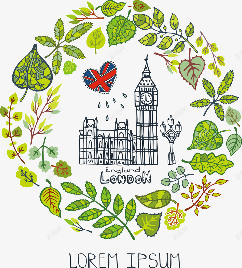 装饰唯美英国伦敦大笨钟矢量图eps免抠素材_88icon https://88icon.com 旅游 英国伦敦 装饰 矢量图