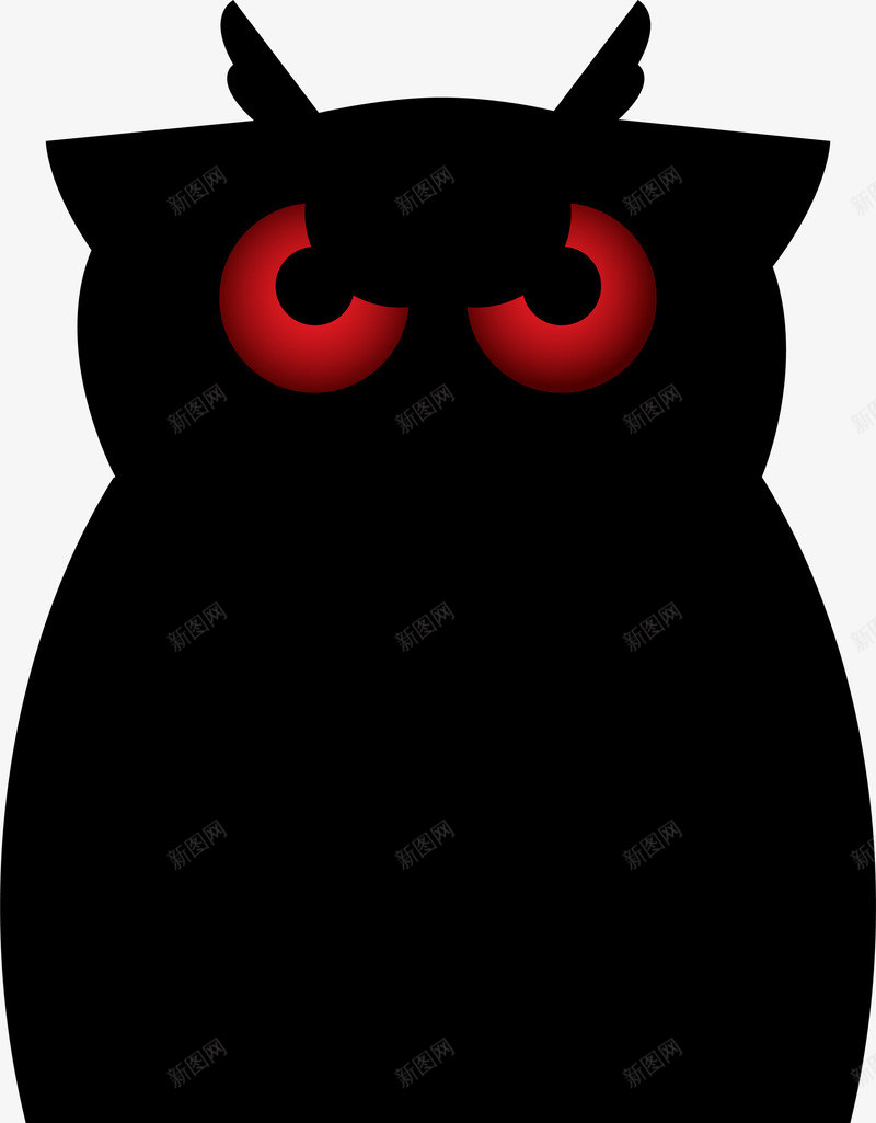 黑色简约猫头鹰png免抠素材_88icon https://88icon.com 万圣节 惊悚恐怖 红眼 节日鬼怪 鬼节 黑色猫头鹰