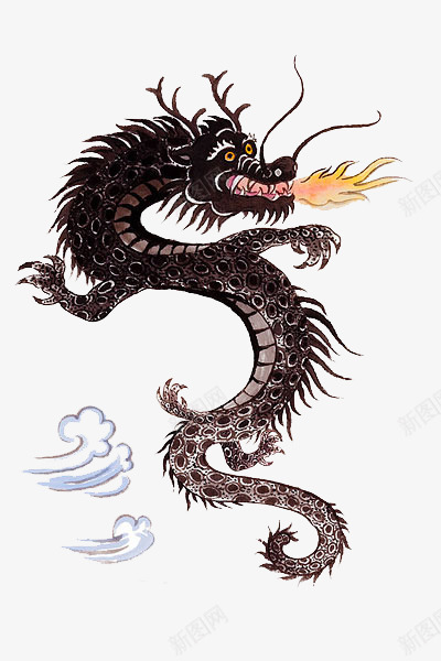 黑龙吊牌背景png免抠素材_88icon https://88icon.com 中国风 中国风吊牌 吊牌设计 水墨画 霸气 龙