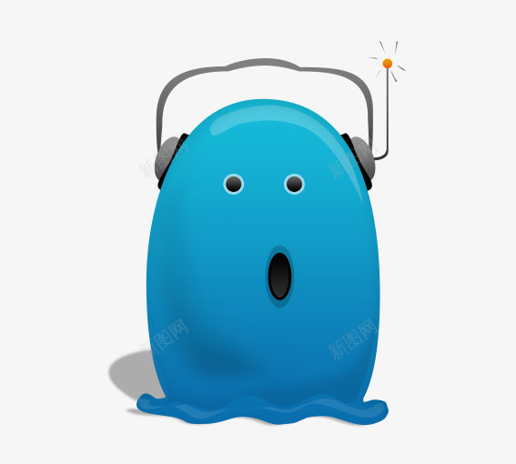 戴耳麦的蓝色章鱼png免抠素材_88icon https://88icon.com 创意卡通小动物 创意吸盘印象 动物 卡通动物 卡通章鱼 吸盘印象 蓝色 黑色