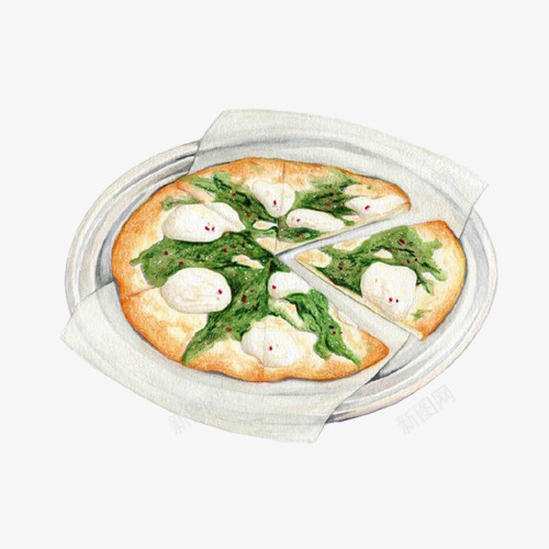 抹茶披萨手绘画片png免抠素材_88icon https://88icon.com 意大利饼 手绘美食 披萨 抹茶味 馅饼