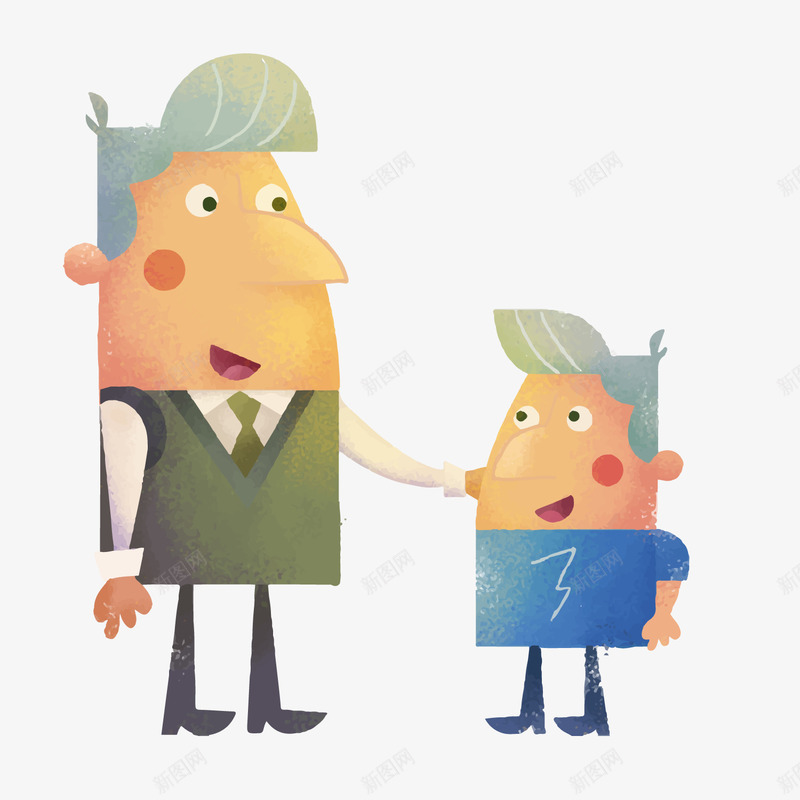 一对父子矢量图ai免抠素材_88icon https://88icon.com 儿子 关怀 关爱 父亲节 矢量图 绅士