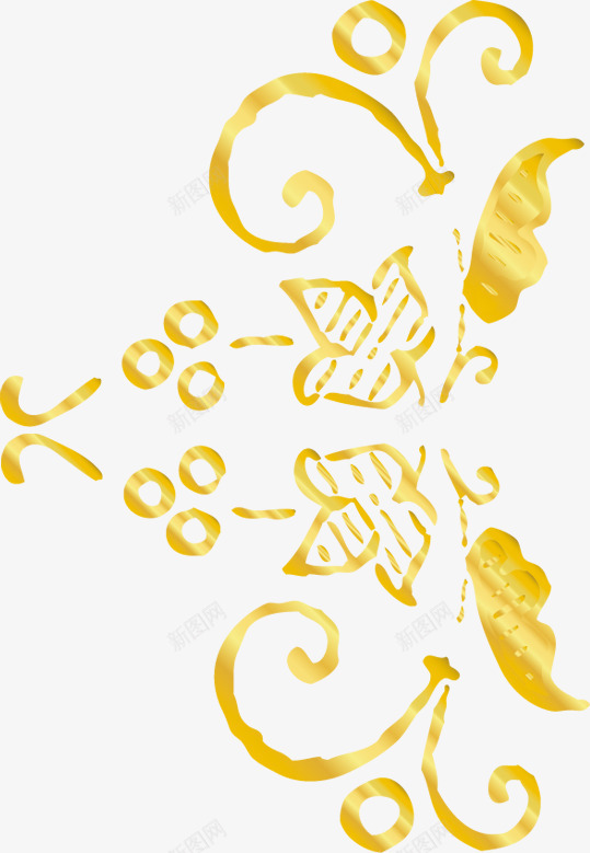 唯美金黄花纹背景png免抠素材_88icon https://88icon.com 唯美 花纹 金黄