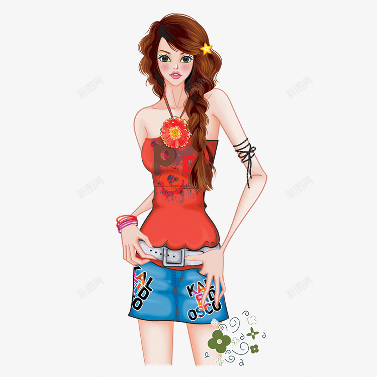 韩式美女装饰插画png免抠素材_88icon https://88icon.com 插画 美图 美女 装饰韩式卡通画