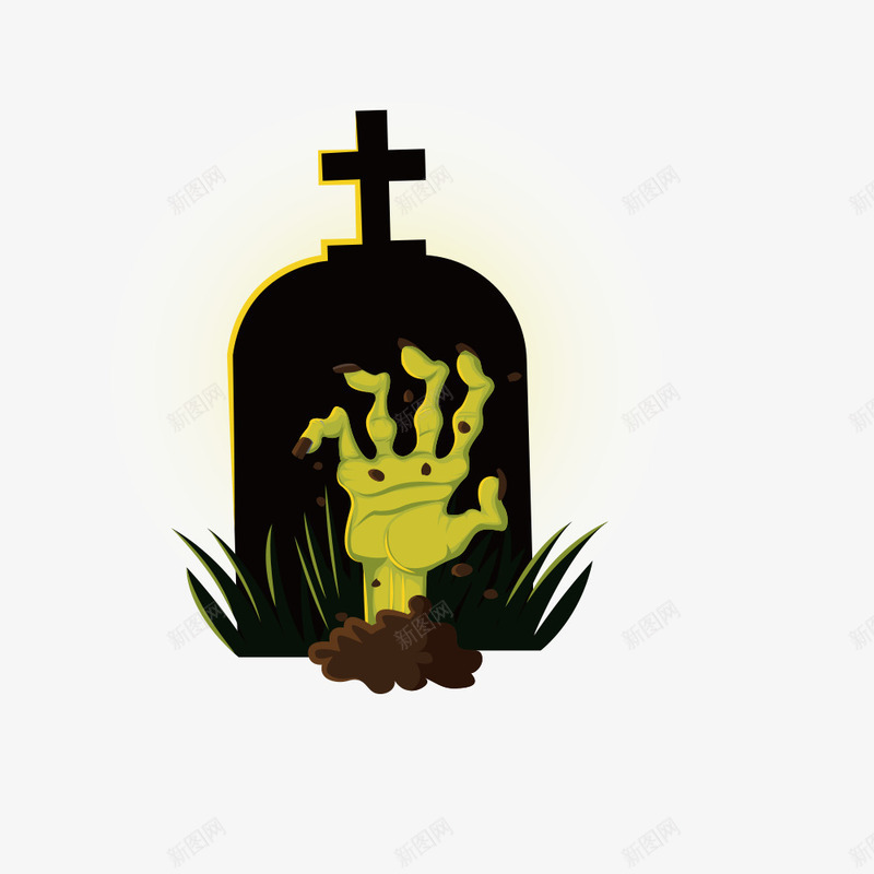万圣节恐怖墓地矢量图ai免抠素材_88icon https://88icon.com 万圣节 墓地 恐怖 矢量素材 绿色手 矢量图