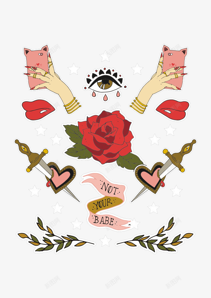 手拿手机png免抠素材_88icon https://88icon.com 匕首 卡通 手机 手绘 玫瑰花 红色 鲜花