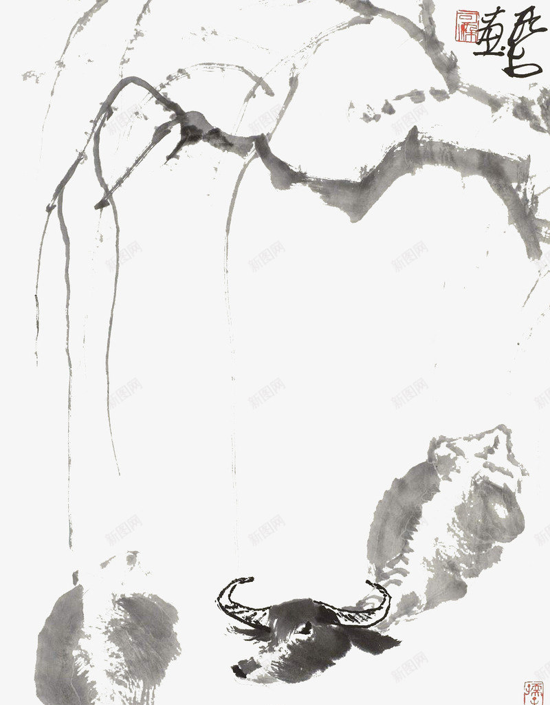 柳树书画水墨png免抠素材_88icon https://88icon.com 柳树 水墨柳树 水墨画 水墨装饰