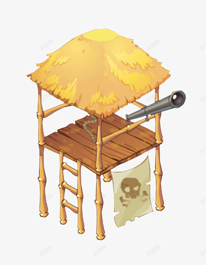 黄色草屋望远镜炮台psd免抠素材_88icon https://88icon.com 可爱草楼 可爱萌草监视楼 望远镜炮台草屋 游戏升级 游戏升级装饰屋 黄色楼 黄色草屋