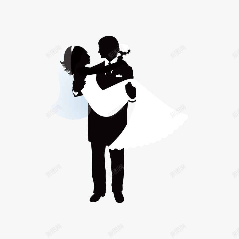 手绘矢量图ai免抠素材_88icon https://88icon.com 公主抱 剪影 婚礼 王子和公主 矢量图