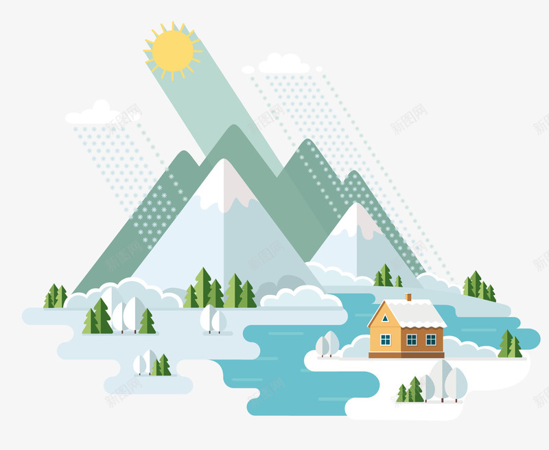 手绘雪山景观png免抠素材_88icon https://88icon.com 免费png素材 山林 手绘 插图 矢量景观 野营