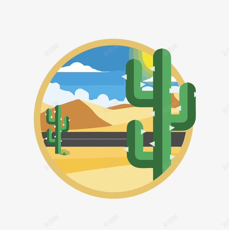 扁平化沙漠png免抠素材_88icon https://88icon.com PNG图片 PNG图片素材 PNG素材 PNG素材免费下载 仙人掌 扁平化 沙漠