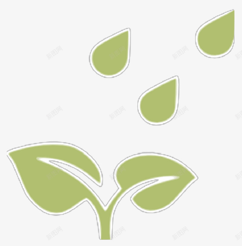 绿色卡通枝叶png免抠素材_88icon https://88icon.com 卡通枝叶 绿色枝叶 雨滴