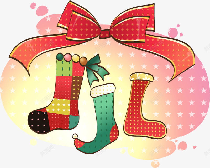手绘梦幻圣诞蝴蝶结袜子png免抠素材_88icon https://88icon.com 圣诞 手绘 梦幻 蝴蝶结 袜子