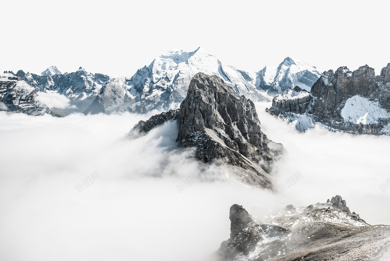 雪山风景png免抠素材_88icon https://88icon.com 山顶 白色 积雪 雾 风景素材