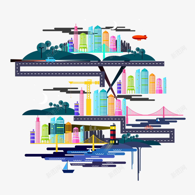 抽象城市建筑png免抠素材_88icon https://88icon.com 写字楼 商业 商务高楼大厦 城市高楼