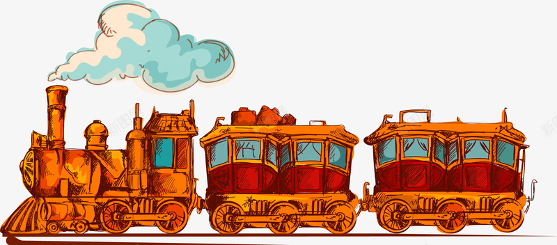 复古火车矢量图ai免抠素材_88icon https://88icon.com 复古 火车 蒸汽 矢量图