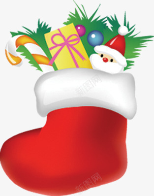 手绘装在袜子里的礼物png免抠素材_88icon https://88icon.com 礼物 袜子