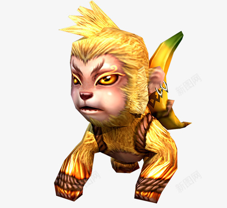 手绘金色毛发猴子png免抠素材_88icon https://88icon.com 毛发 猴子 金色