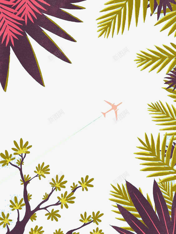 树叶中飞过的飞机png免抠素材_88icon https://88icon.com 极简 植物 自然