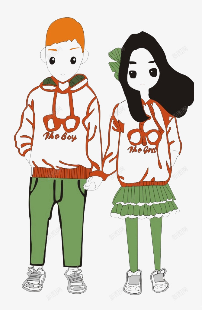 极简风情侣png免抠素材_88icon https://88icon.com 女孩 情侣 极简风 男孩