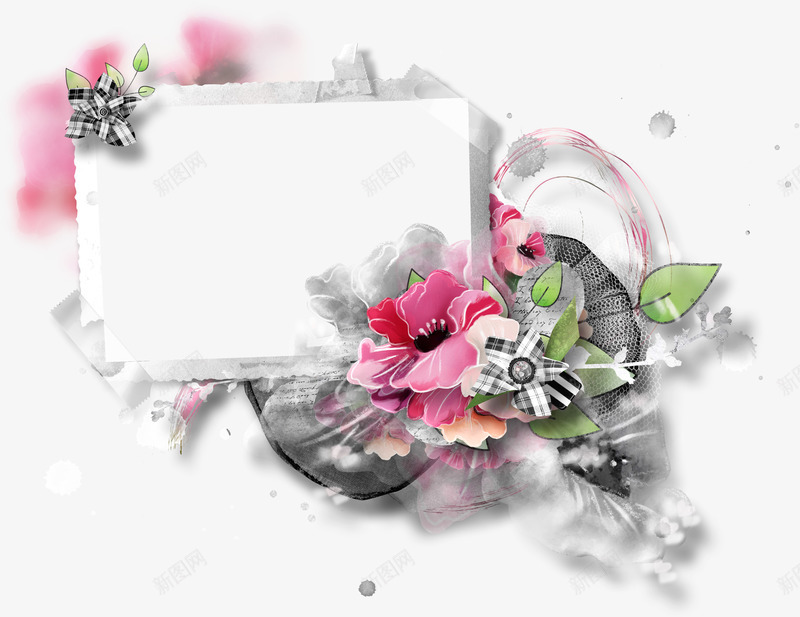 花叶装饰相框png免抠素材_88icon https://88icon.com 叶子 枝叶 相框 绿叶 花朵