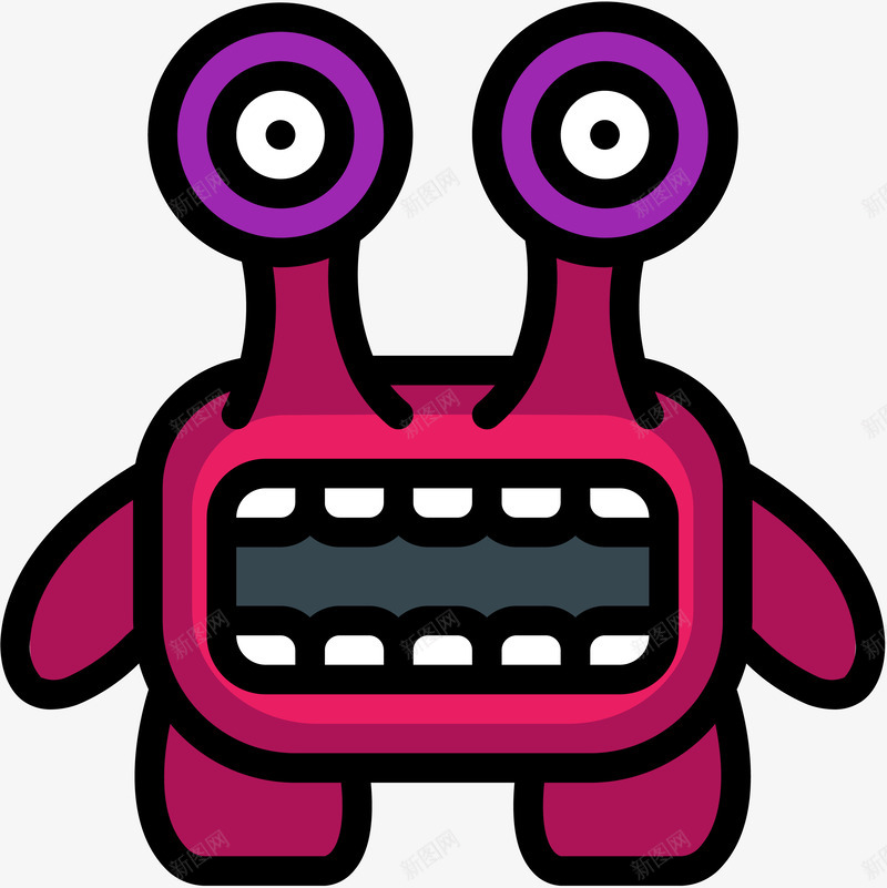 玫红色大嘴怪png免抠素材_88icon https://88icon.com 万圣节 卡通手绘 可爱 大嘴怪 怪兽 玫红色 矢量图案 装饰